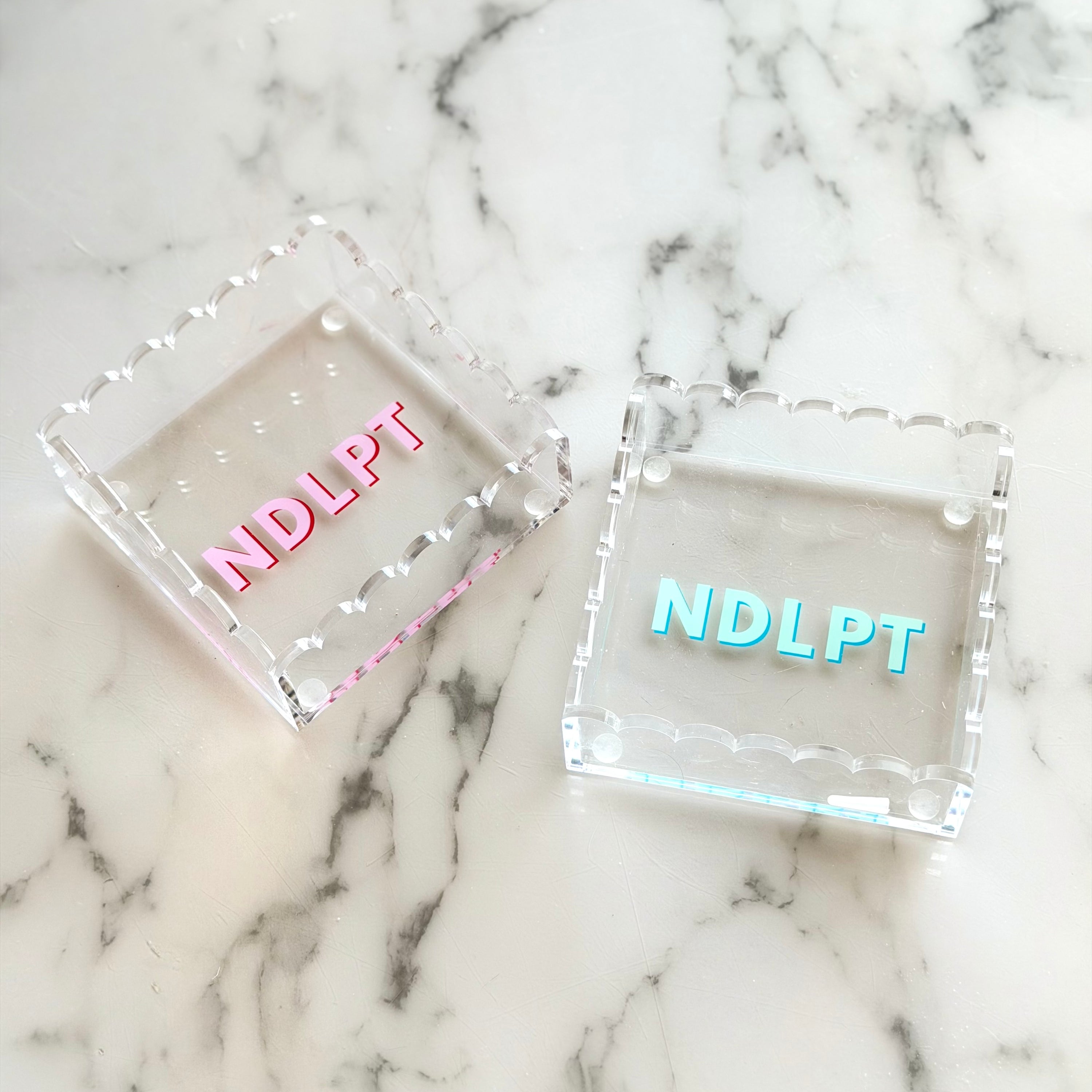 Scalloped Lucite NDLPT Tray - Blue