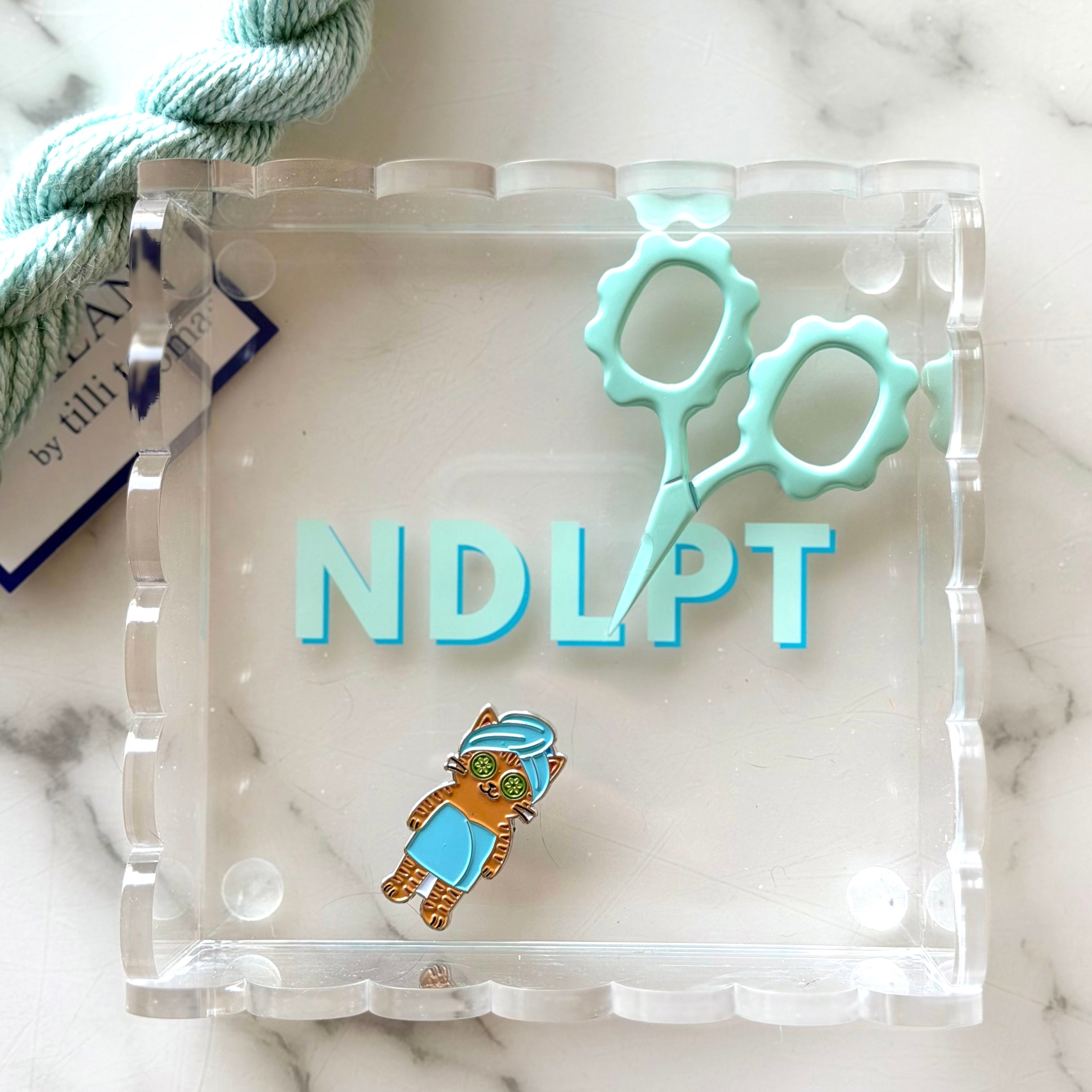 Scalloped Lucite NDLPT Tray - Blue
