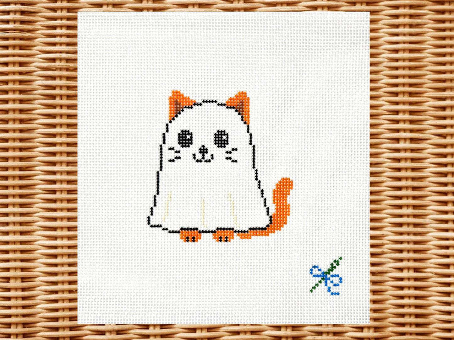 Spooky Kitty Needlepoint Canvas (13 Mesh)