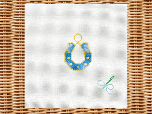 Horseshoe Enamel Charm Needlepoint Canvas – Hand-Painted (18 Mesh)