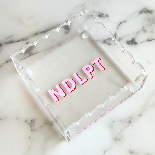 Scalloped Lucite NDLPT Tray - Pink