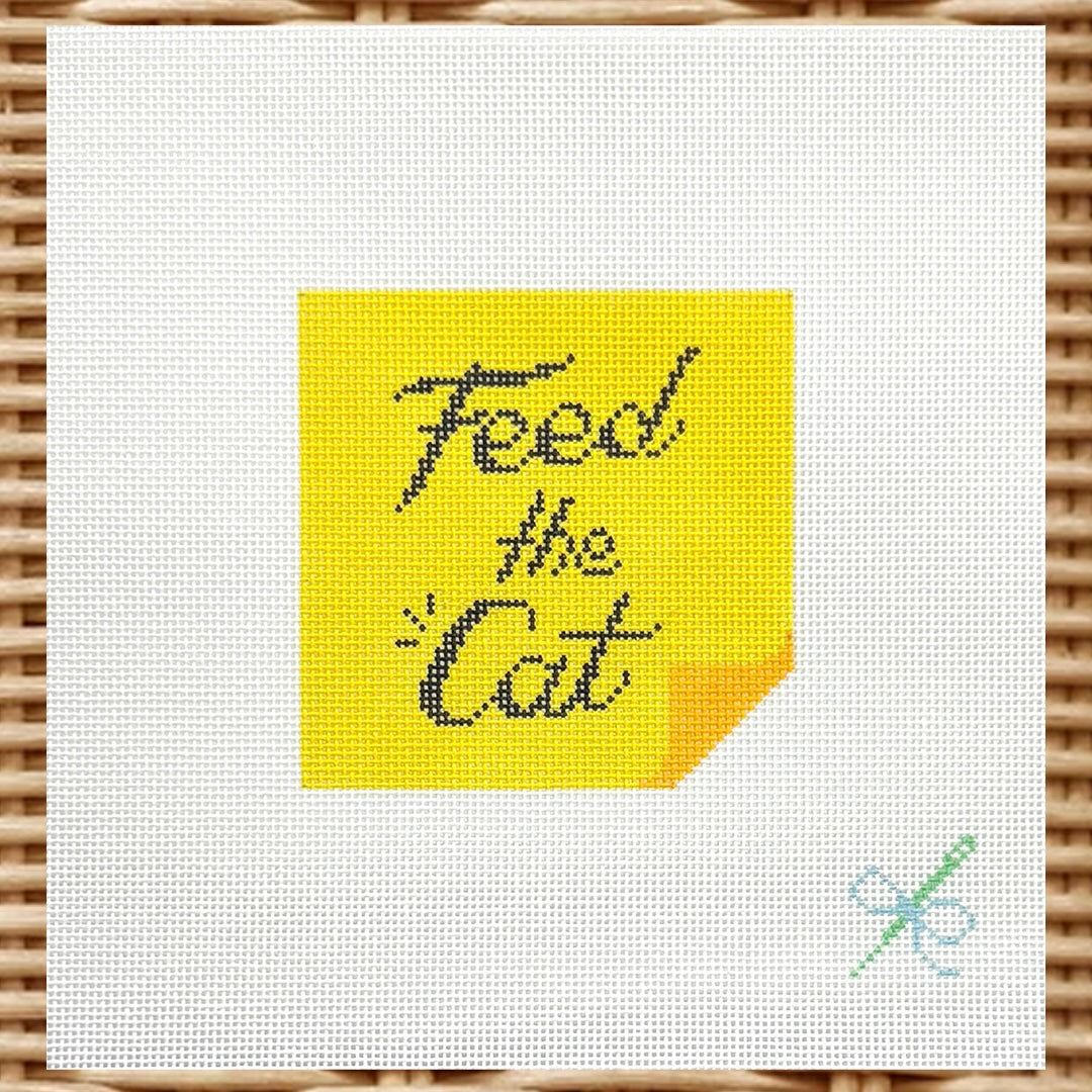 Feed the Cat Post-It Note Canvas (18 Mesh)