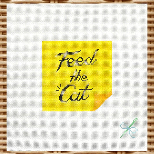 Feed the Cat Post-It Note Canvas (18 Mesh)