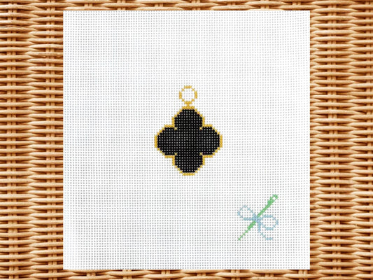 Black Clover Enamel Charm Needlepoint Canvas – Hand-Painted (18 Mesh)