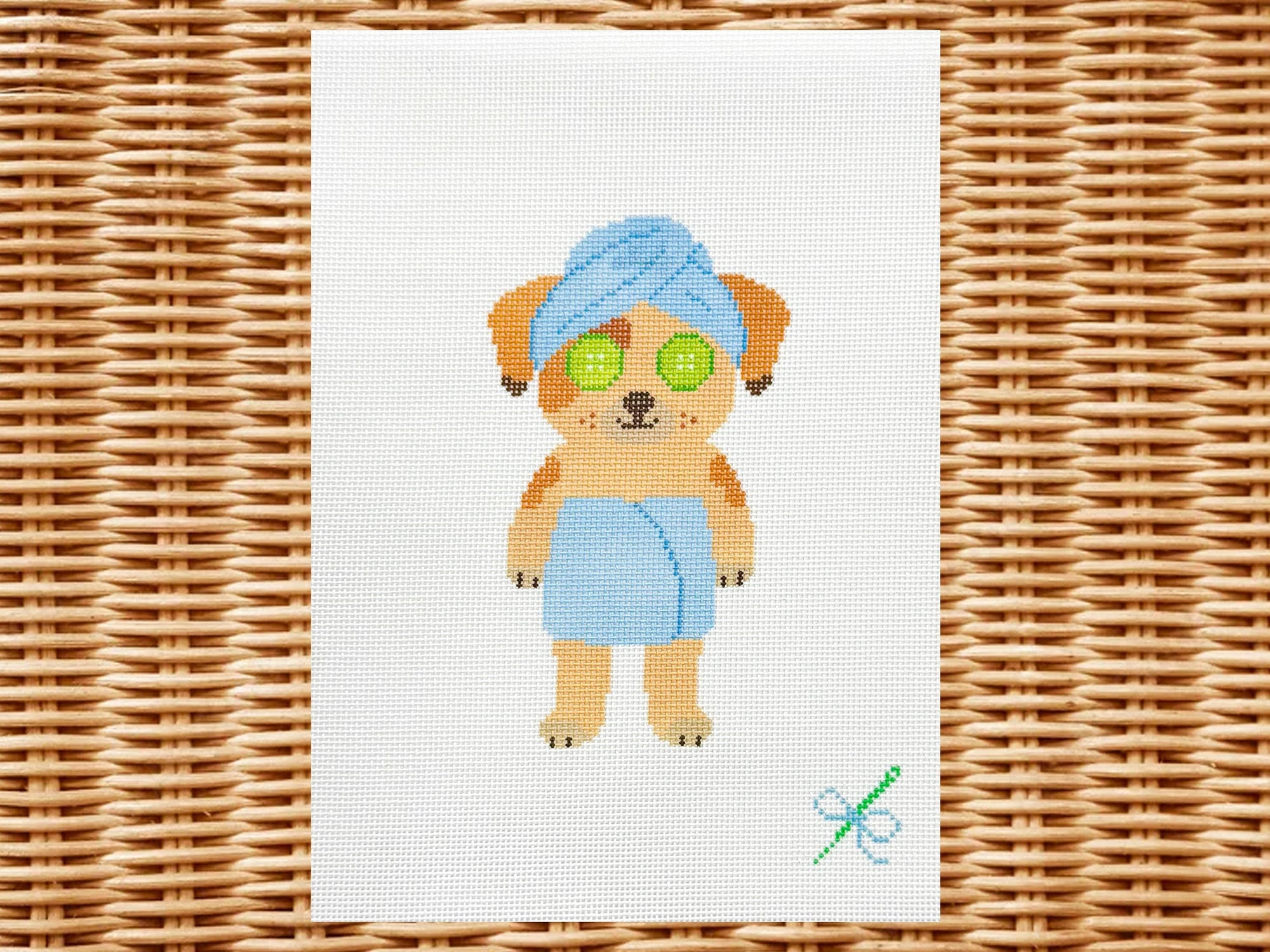 Preorder - Spa Doggy Needlepoint Canvas (18 Mesh)