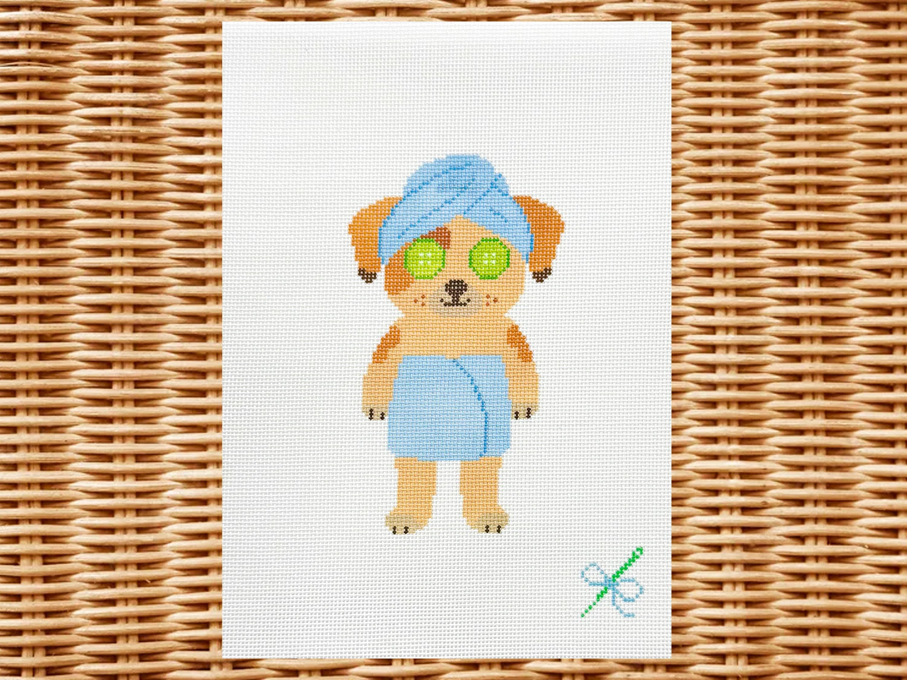 Spa Doggy Needlepoint Canvas (18 Mesh)