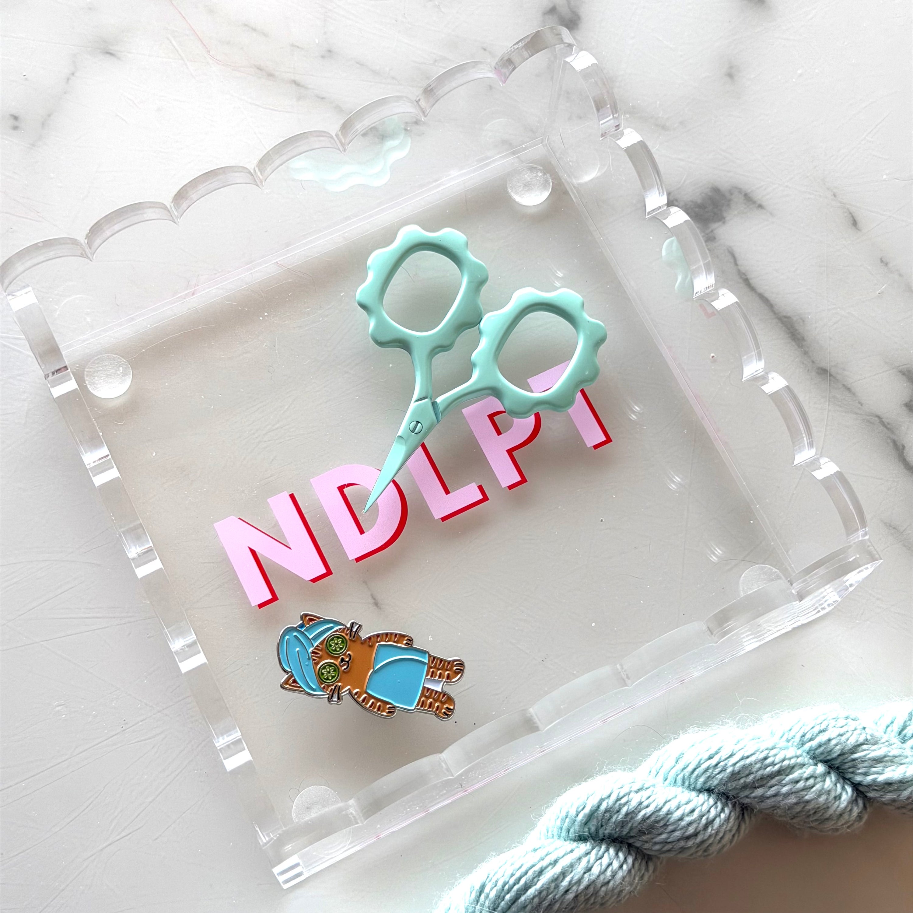 Scalloped Lucite NDLPT Tray - Pink