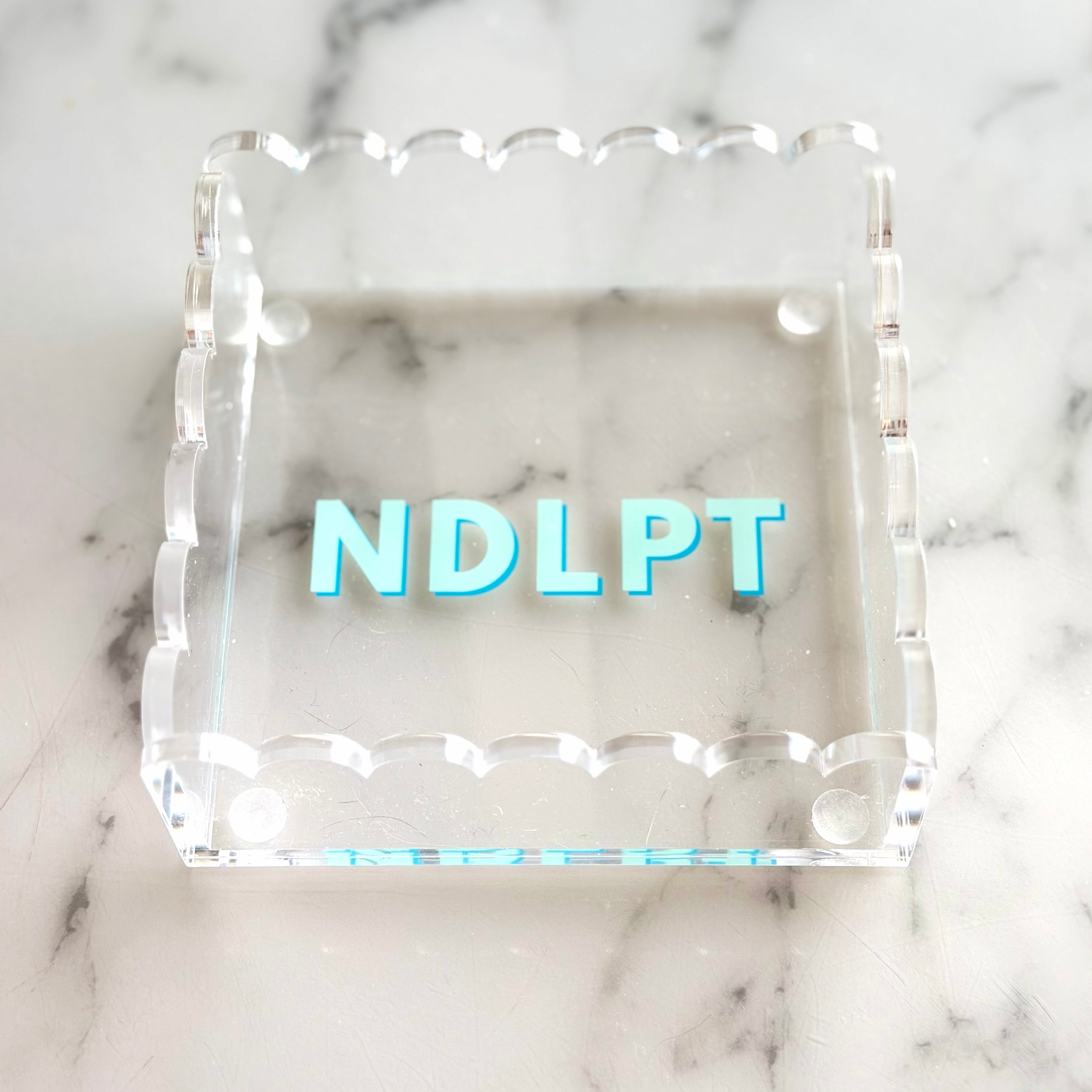 Scalloped Lucite NDLPT Tray - Blue
