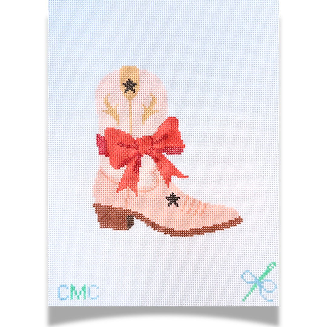 Cowgirl Boot with Bow Canvas