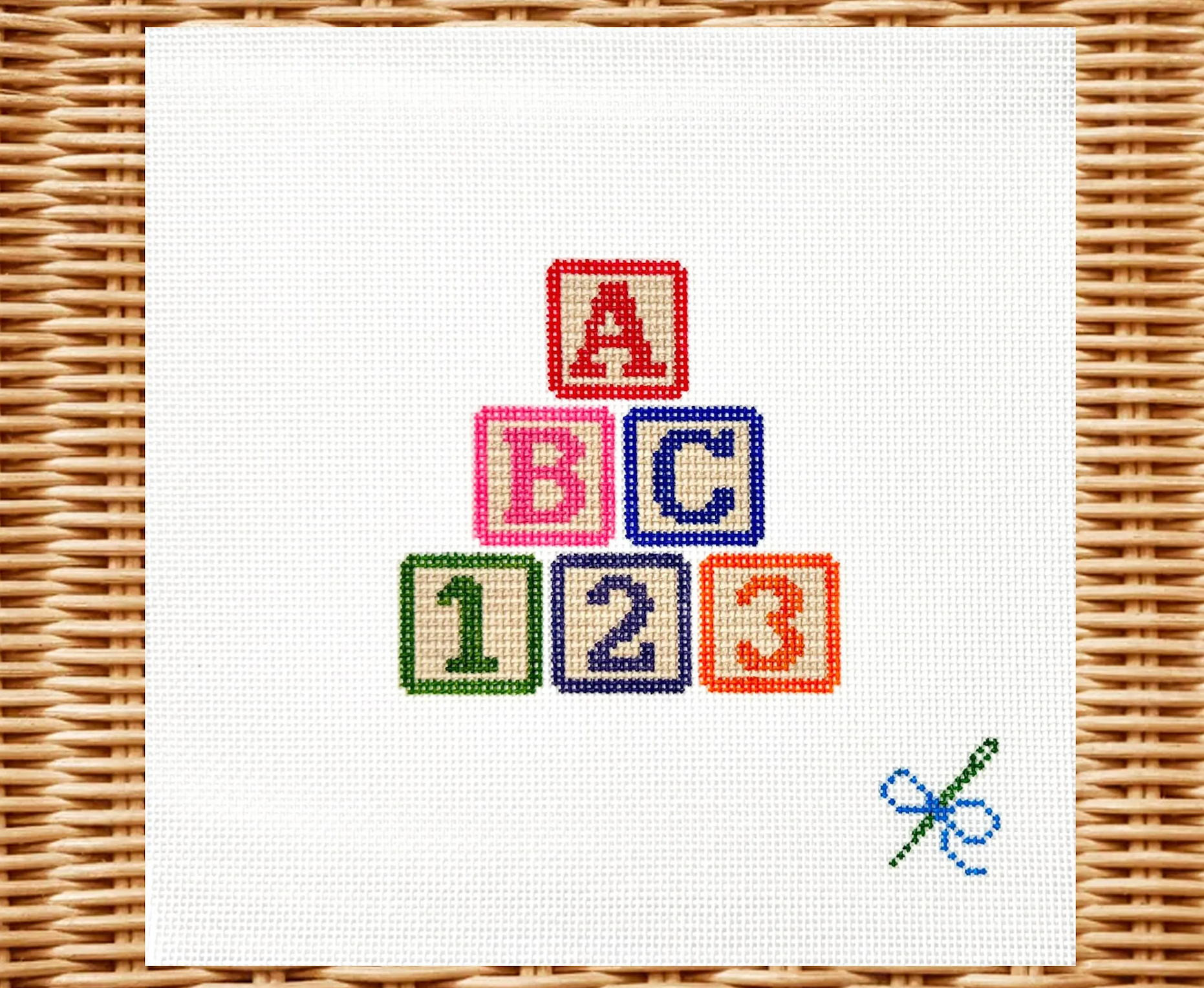 Alphabet Blocks Needlepoint Canvas - 18 Mesh