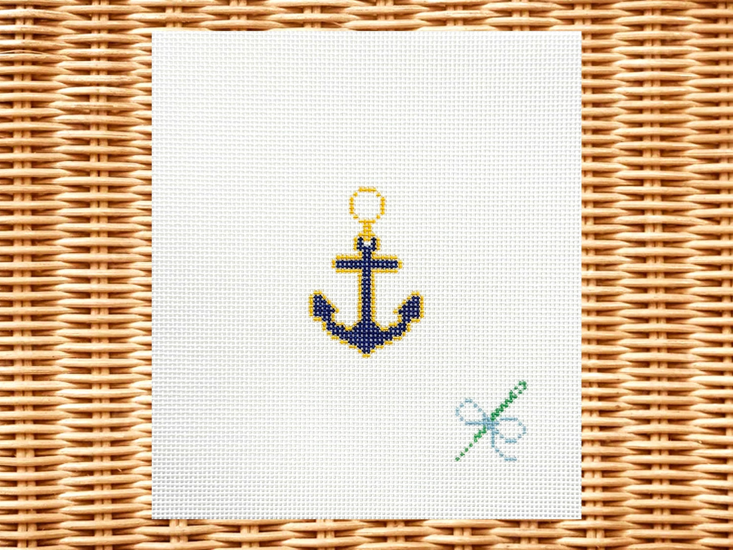 Anchor Enamel Charm Needlepoint Canvas – Hand-Painted (18 Mesh)