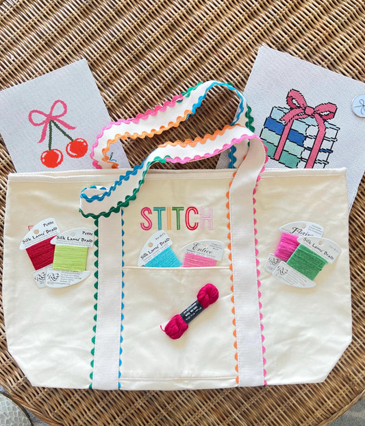 STITCH Embroidered Needlepoint Project Tote – Limited Edition