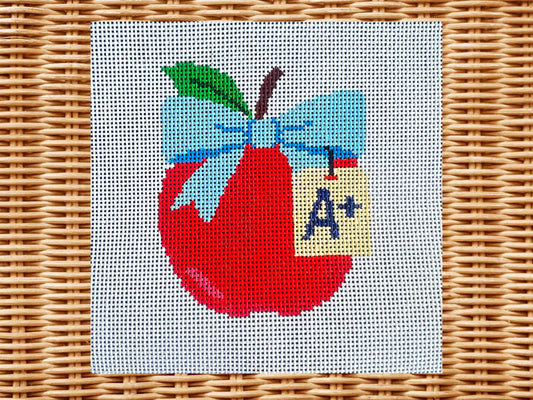 Apple with Bow Needlepoint Canvas (18 Mesh)