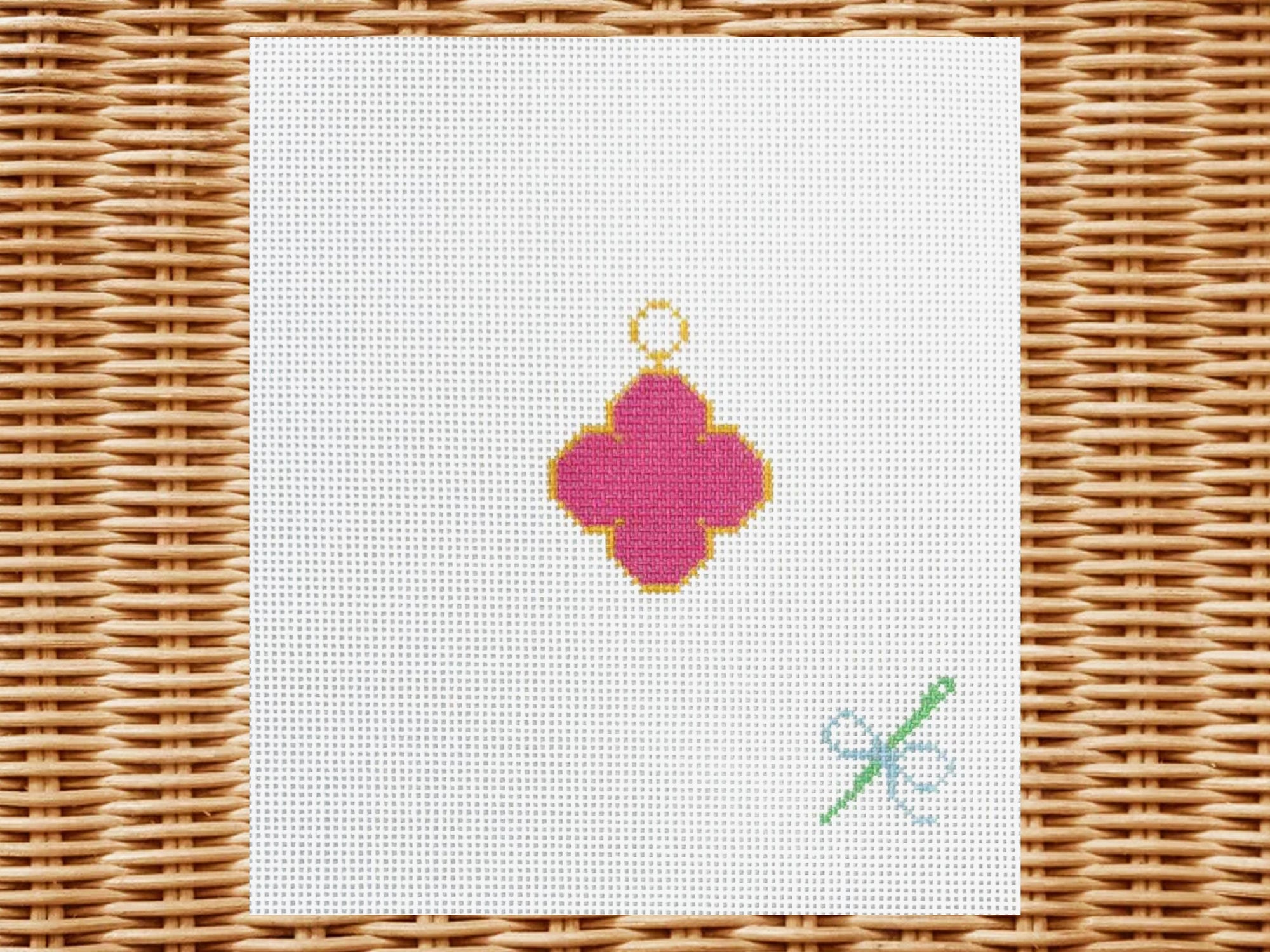 Preorder - Pink Clover Charm Canvas (18 Mesh)